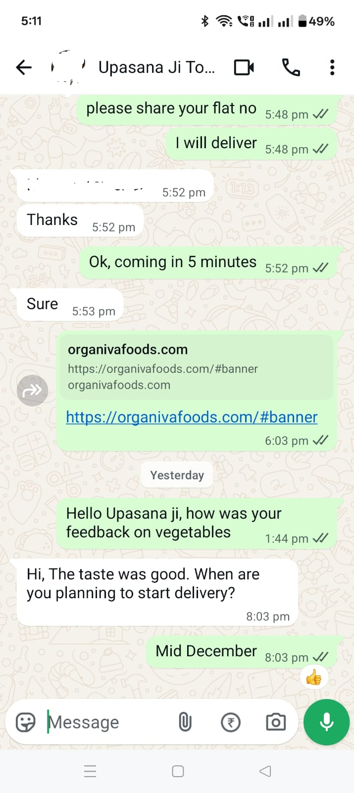 Customer feedback